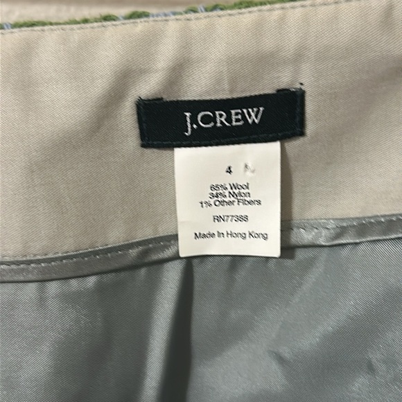 J. Crew Womens Houndstooth Mini Skirt Green & Blue Wool size 4 Preppy Academia - Picture 6 of 9
